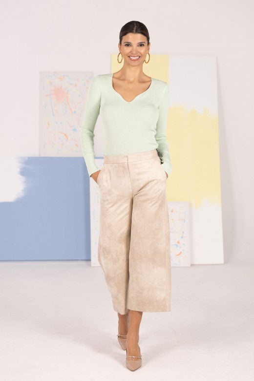 CAMISOLA FERRACHE MALHA CANELADA DECOTEV - Carla Valente