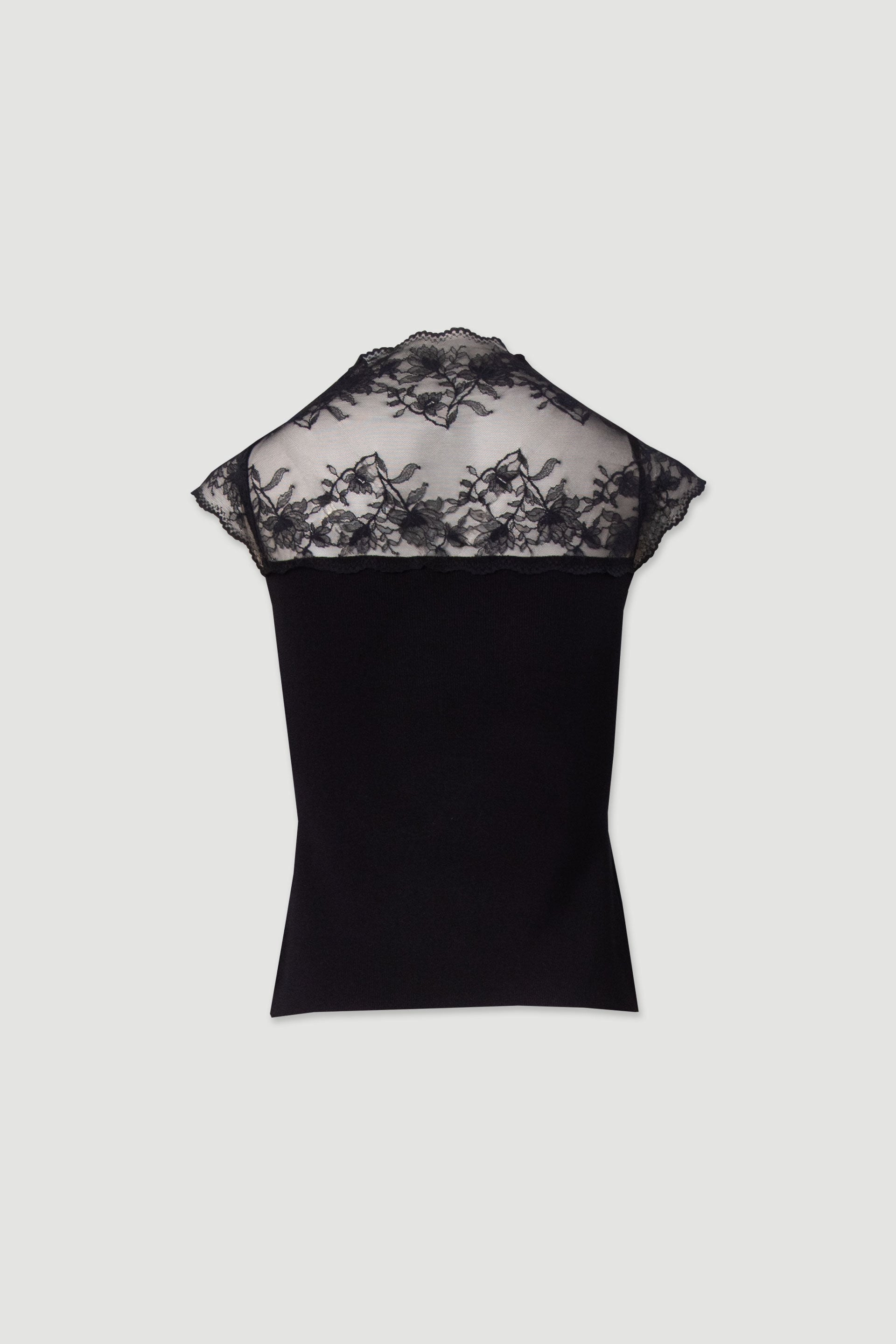 CAMISOLA FERRACHE DE MALHA COM DETALHE EM RENDA - Carla Valente