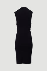 VESTIDO FERRACHE MIDI EM MALHA FRANZIDO E BOTÕES MTÁLICOS - Carla Valente