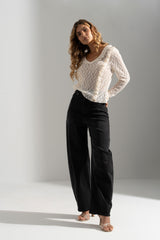 JEANS FERRACHE BALLOON ALGODÃO CINTA SUBIDA - Carla Valente