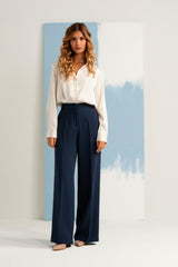 CALÇA FERRACHE CLÁSSICA WIDE LEG COM CINTO ELÁSTICO - Carla Valente