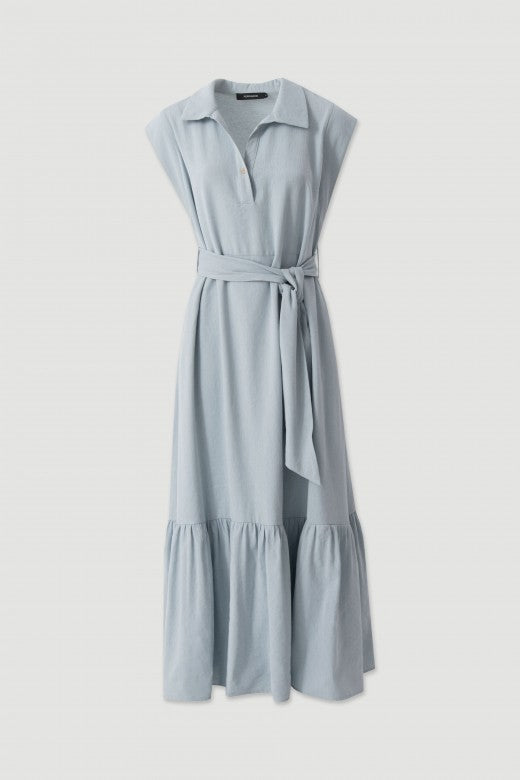 VESTIDO FERRACHE MIDI C/CINTO E FOLHO NA - Carla Valente