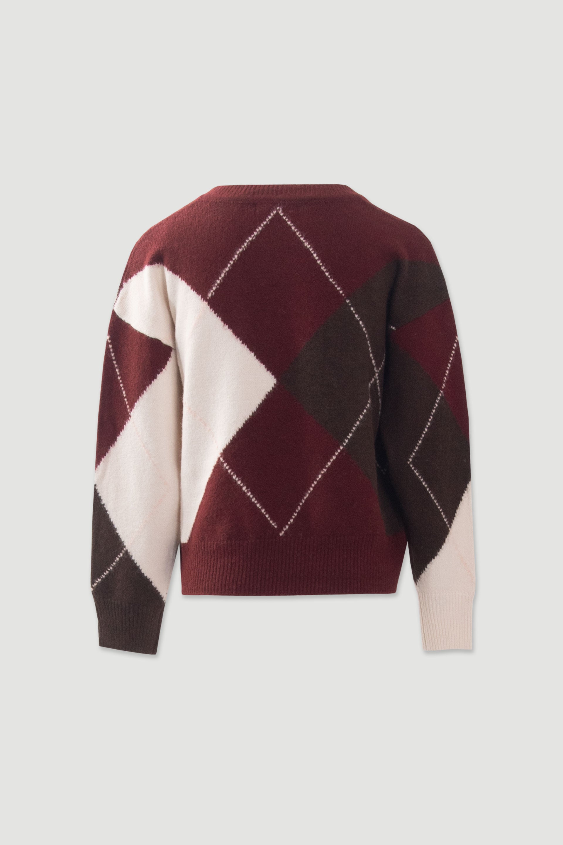 PULLOVER FERRACHE DE MALHA COM PADRÃO DE LOSANGOS - Carla Valente