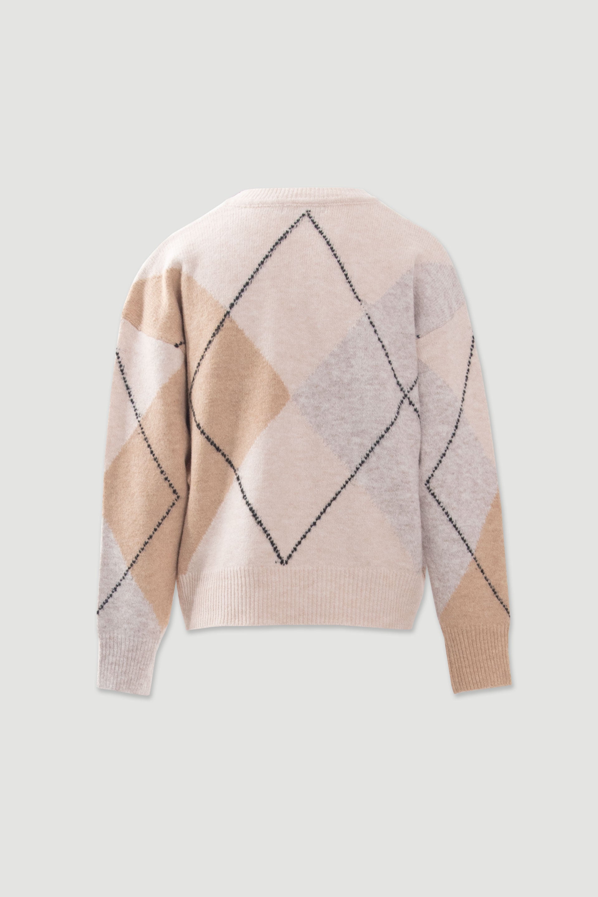 PULLOVER FERRACHE DE MALHA COM PADRÃO DE LOSANGOS - Carla Valente