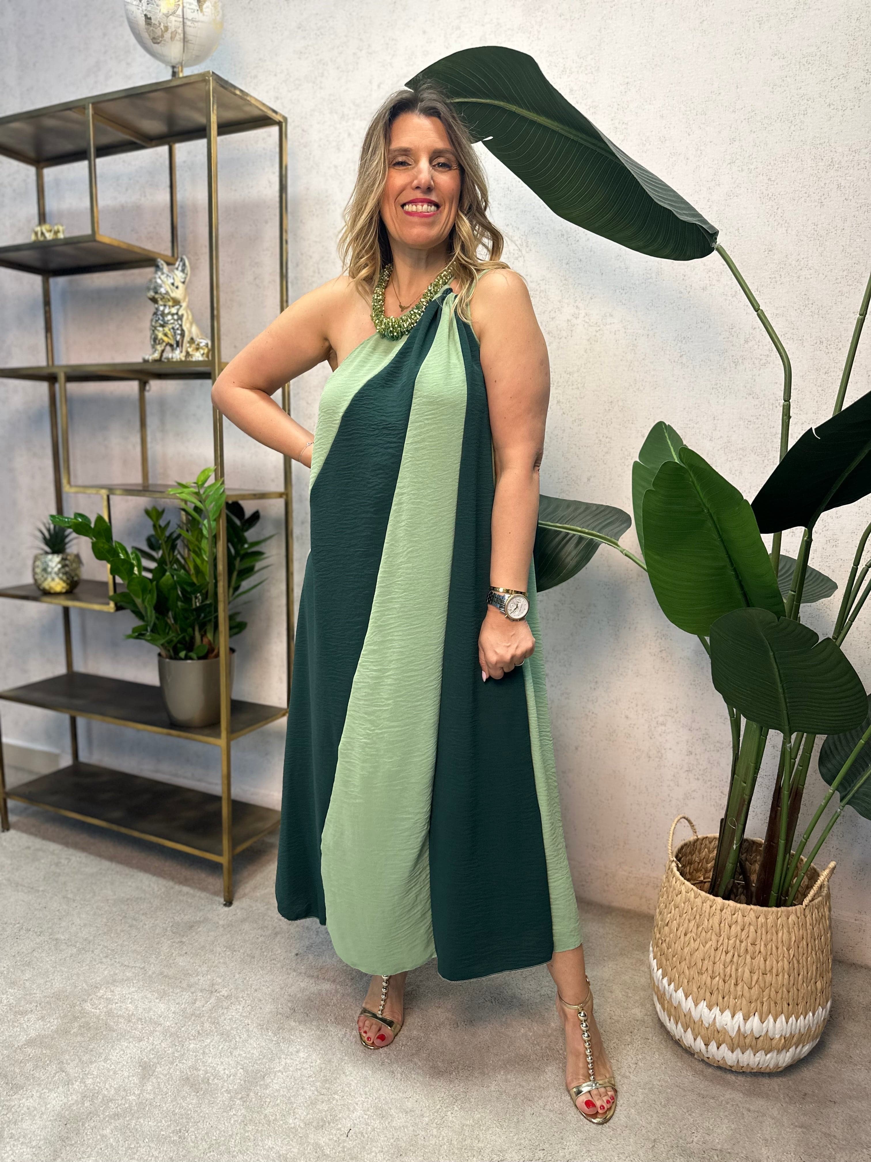 VESTIDO ALBNS ASSIMÉTRICO DE DOIS TONS - Carla Valente