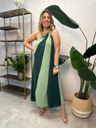 VESTIDO ALBNS ASSIMÉTRICO DE DOIS TONS - Carla Valente