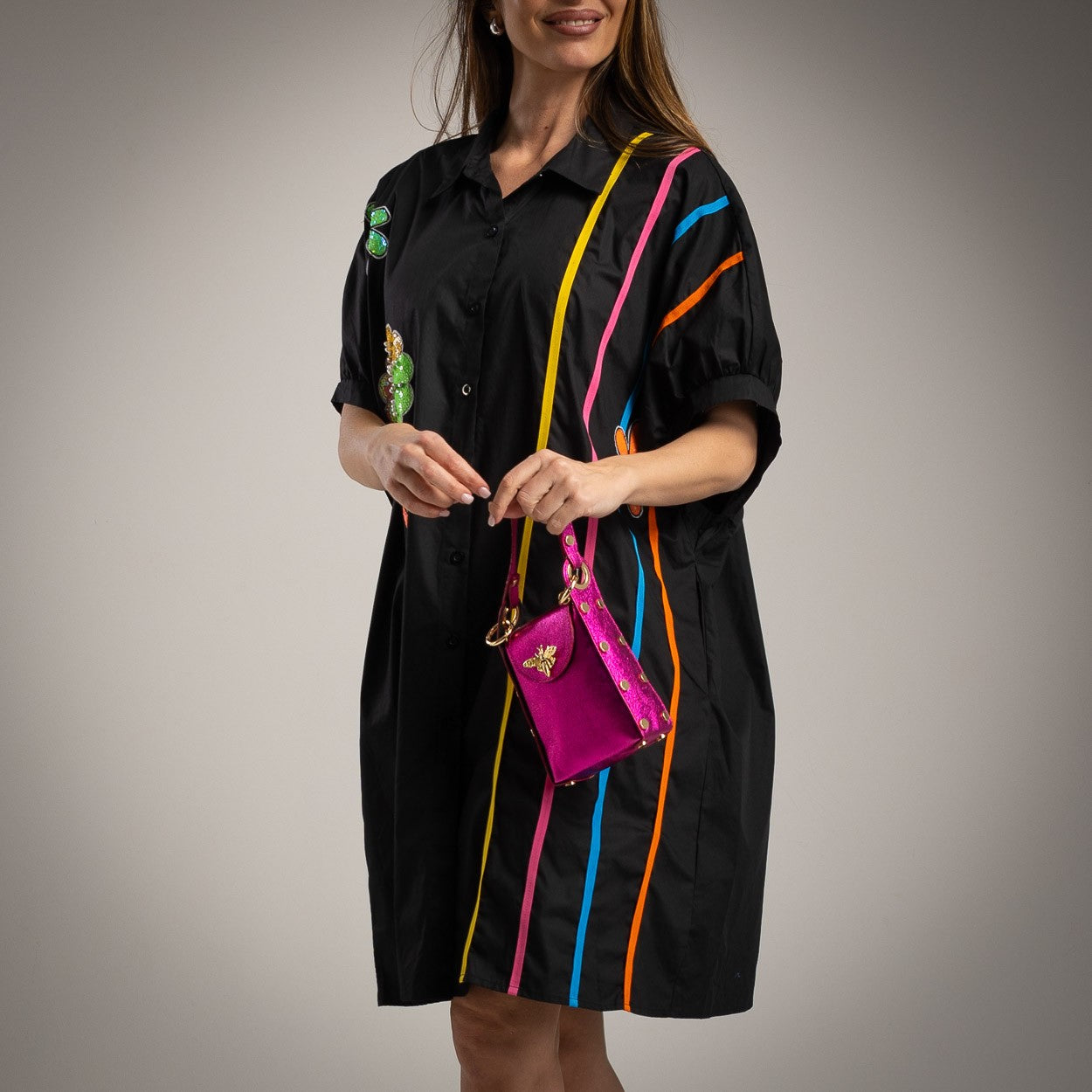 VESTIDO ALBNS DE ALÇAS PALETAS FLORAIS GROGEN - Carla Valente