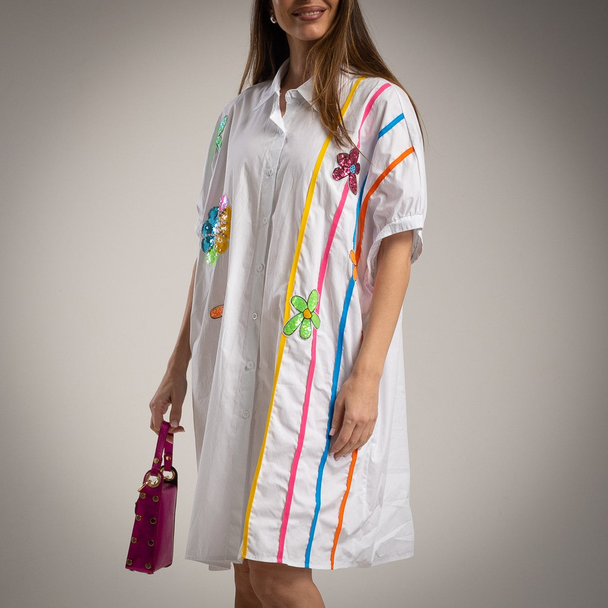 VESTIDO ALBNS DE ALÇAS PALETAS FLORAIS GROGEN - Carla Valente