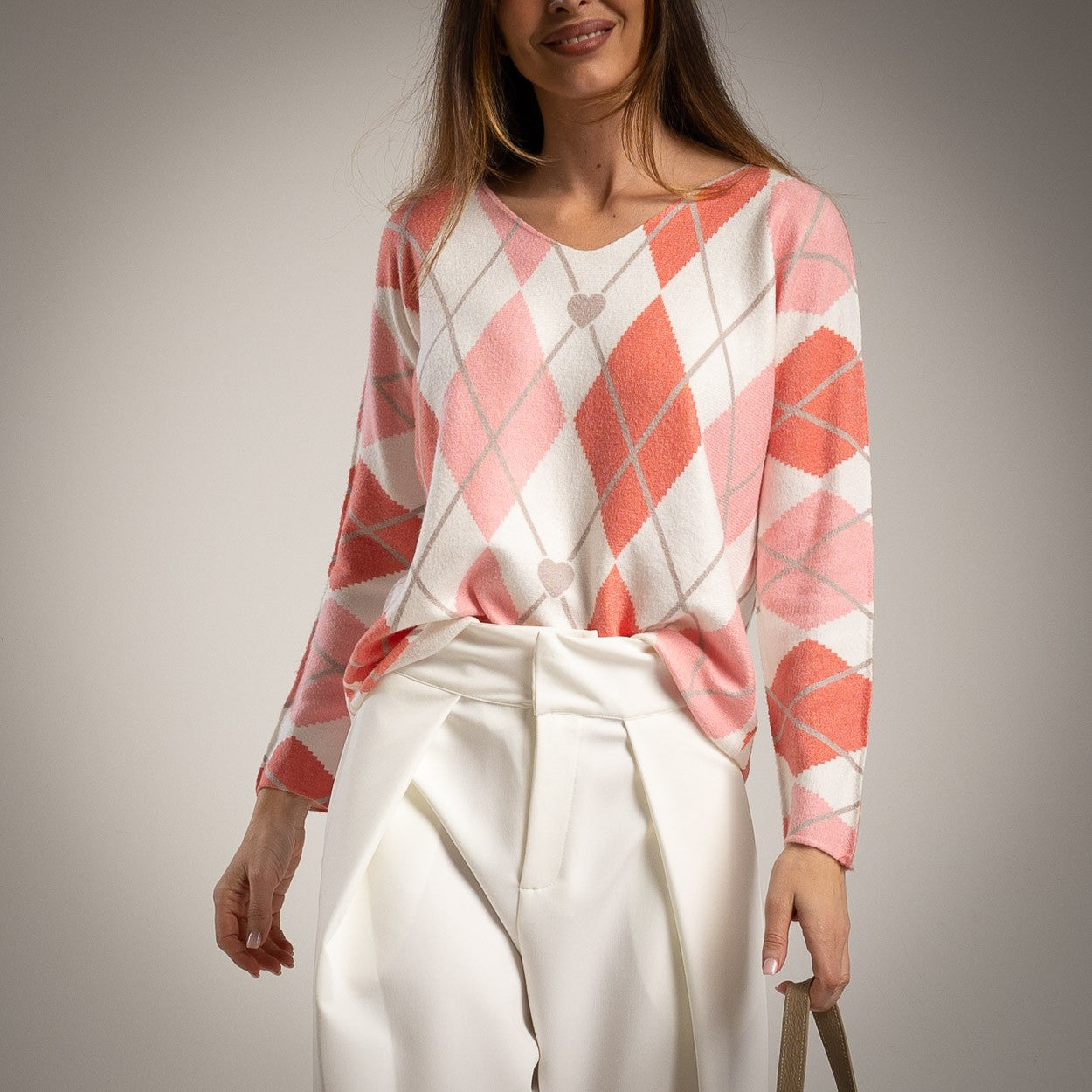 SWEATER ALBNS RHOMBUS HEART - Carla Valente