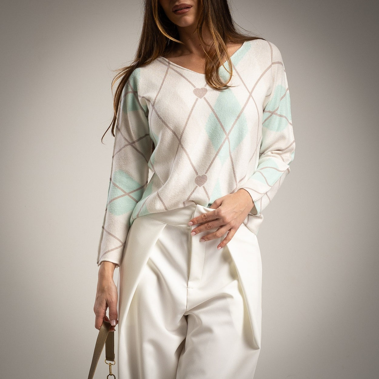 SWEATER ALBNS RHOMBUS HEART - Carla Valente