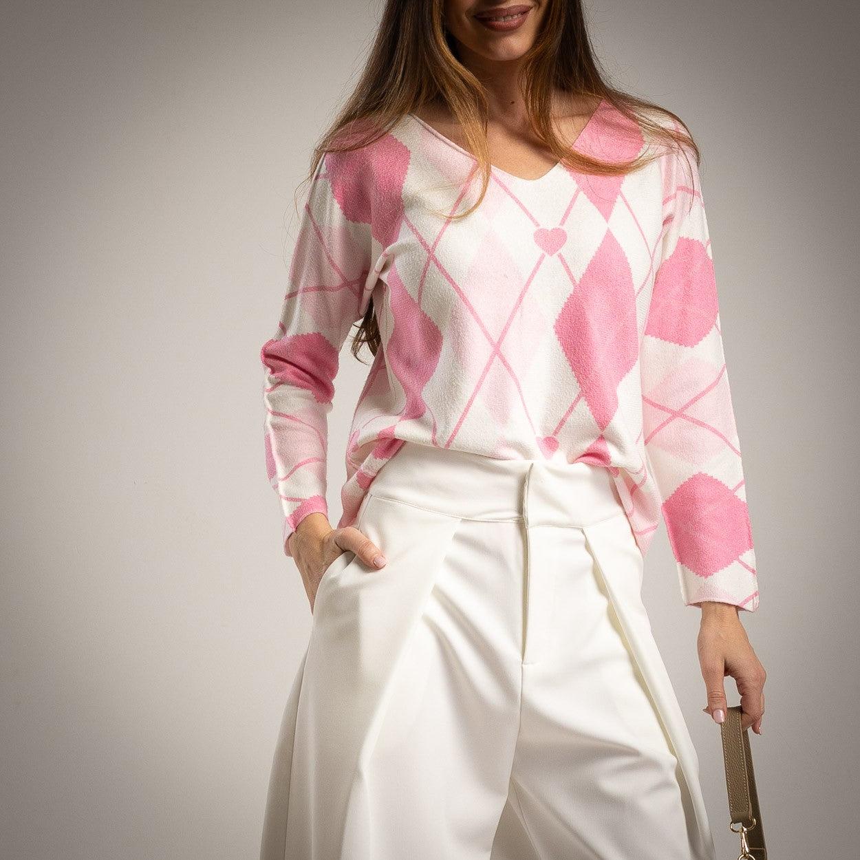 SWEATER ALBNS RHOMBUS HEART - Carla Valente