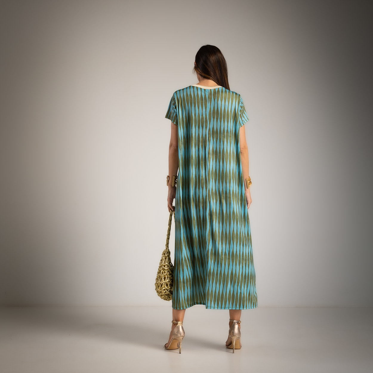 VESTIDO ALBNS OVERSIZE LYCRA FRIA DAMERO LUREX - Carla Valente