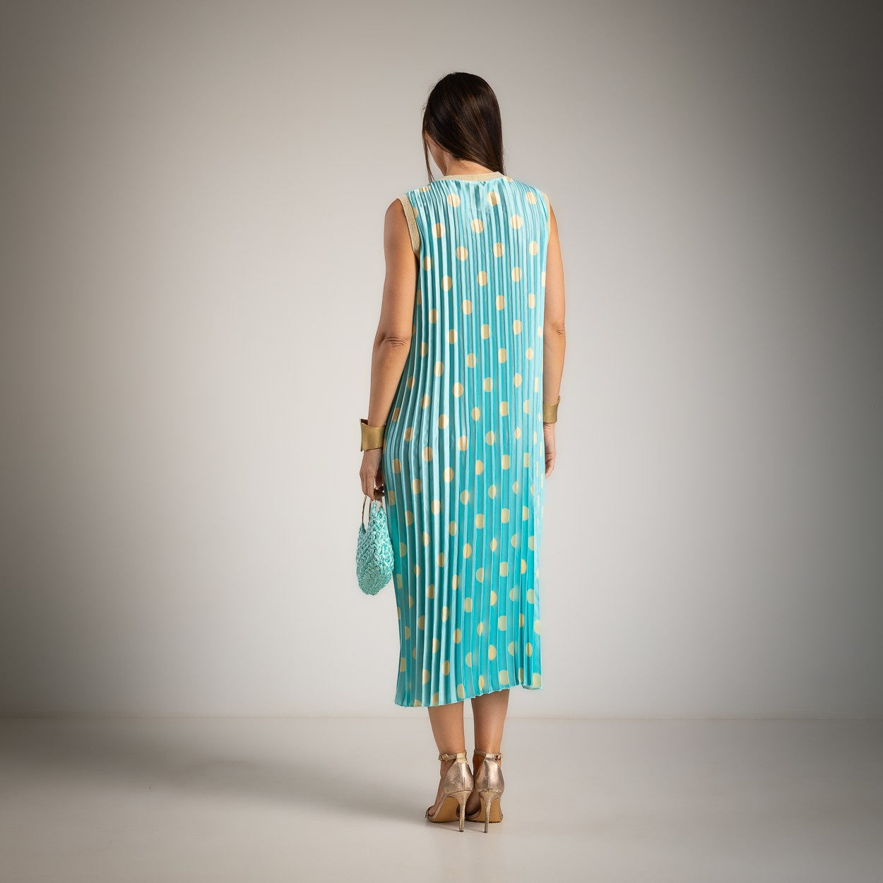 VESTIDO ALBNS PLISSADO POLKA DOTS VIVO LUREX - Carla Valente