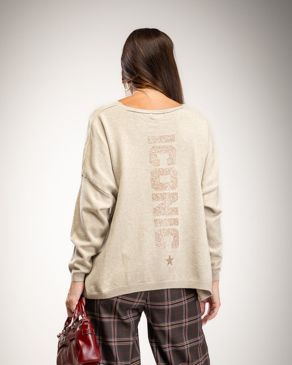 SUÉTER ALBNS OVERSIZE ICONIC GLITTER - Carla Valente