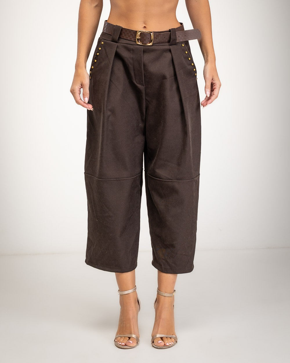 PANTALON ALBNS CULOTTE TASCHE BORCHIATE CINTURA - Carla Valente