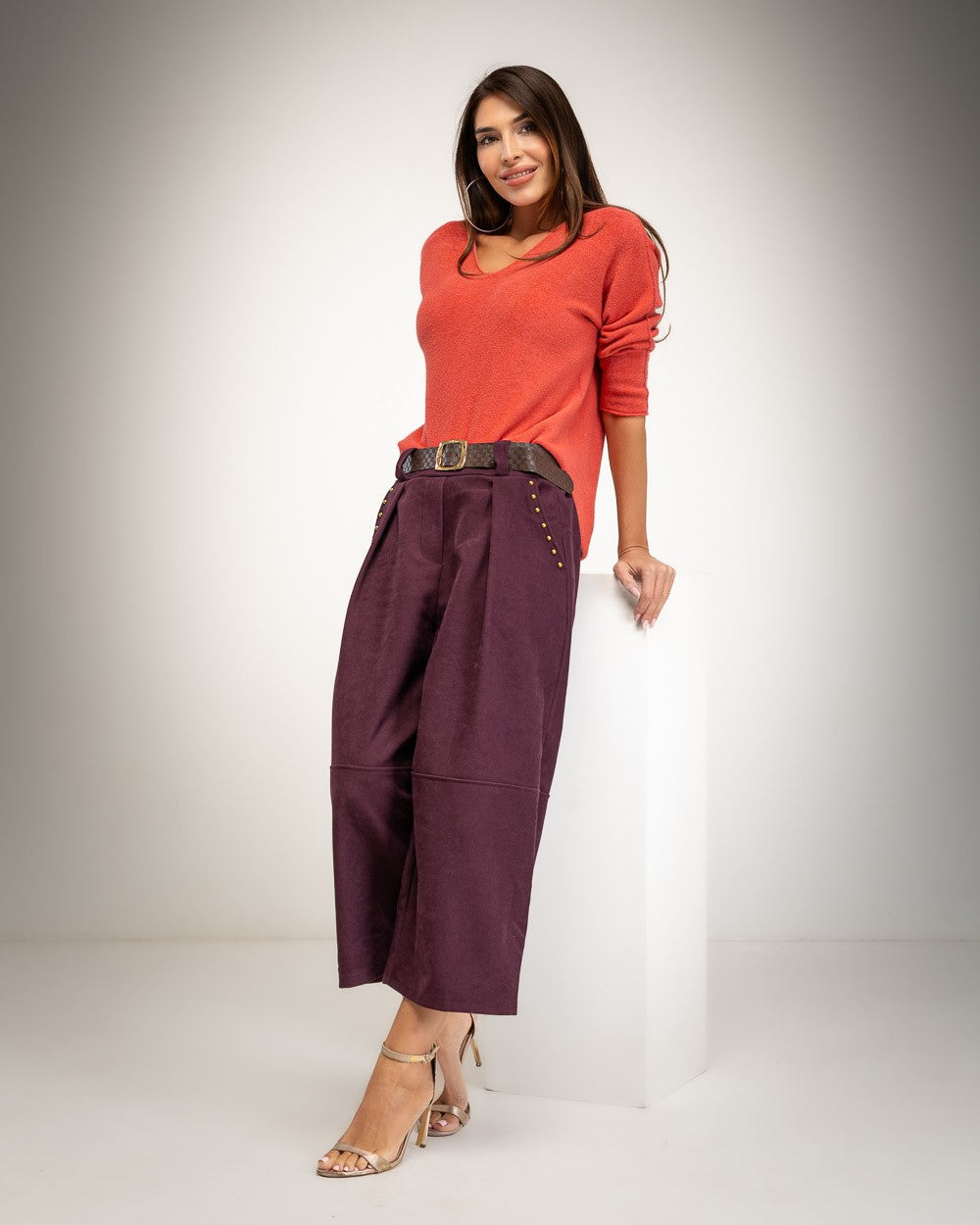 PANTALON ALBNS CULOTTE TASCHE BORCHIATE CINTURA - Carla Valente