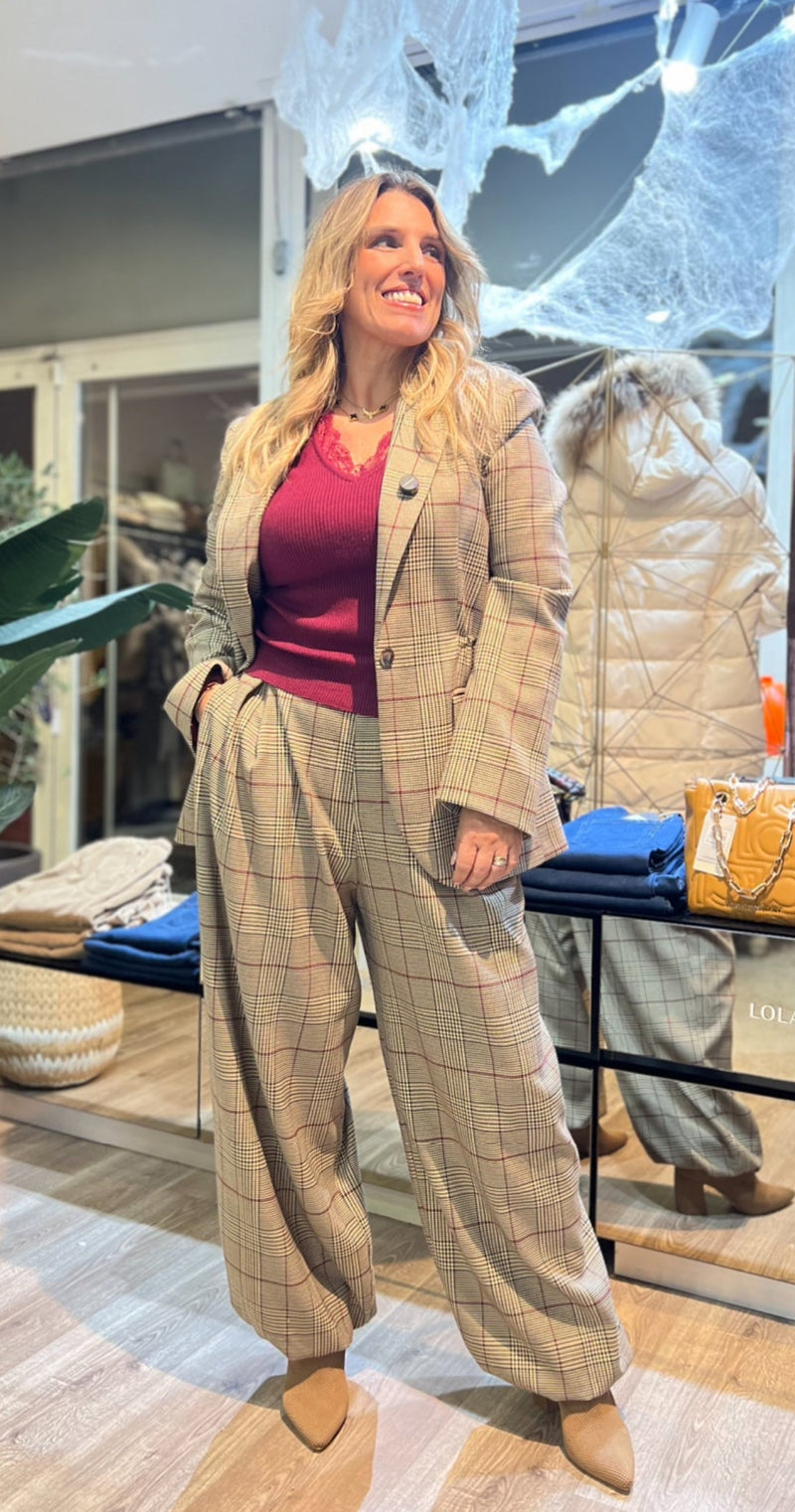 CALÇA IMPERIAL TARTAN ABALONADA - Carla Valente