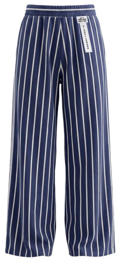 CALÇAS VDR WIDE LEG RISCAS CINTA COM ELÁSTICO COM CORDÃO - Carla Valente