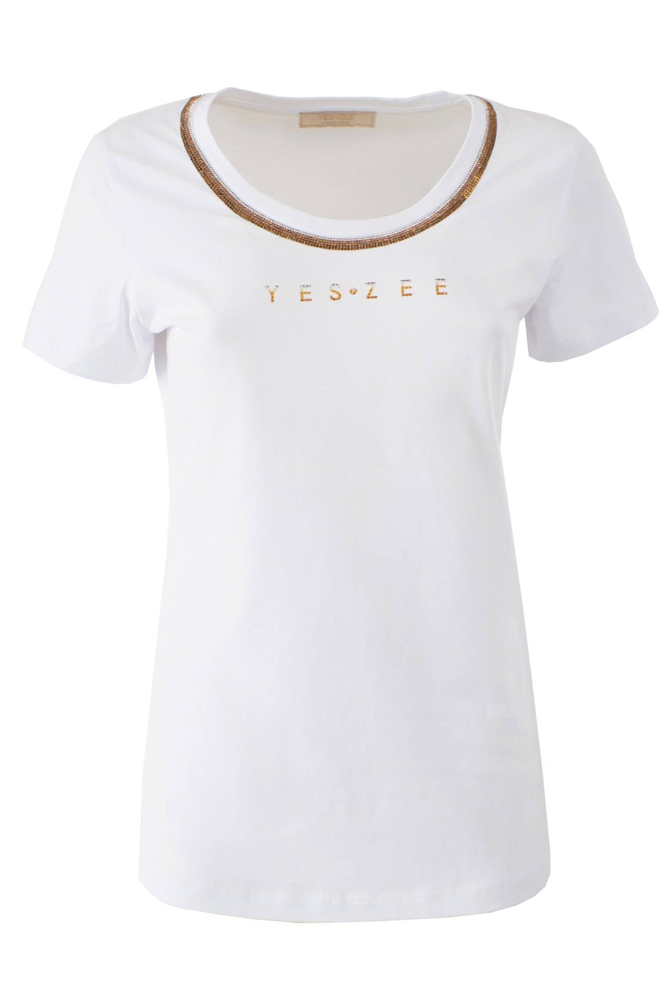 T-SHIRT YES ZEE DEC REDONDO C/STRASS - Carla Valente