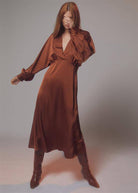 VESTIDO MAITE DE CETIM C/MANGA POETA - Carla Valente