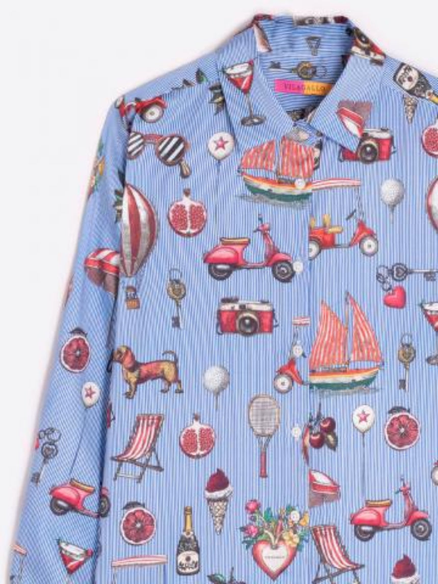 CAMISA VILAGALLO ISA VINTAGE ESTAPADA E COM RISCAS - Carla Valente