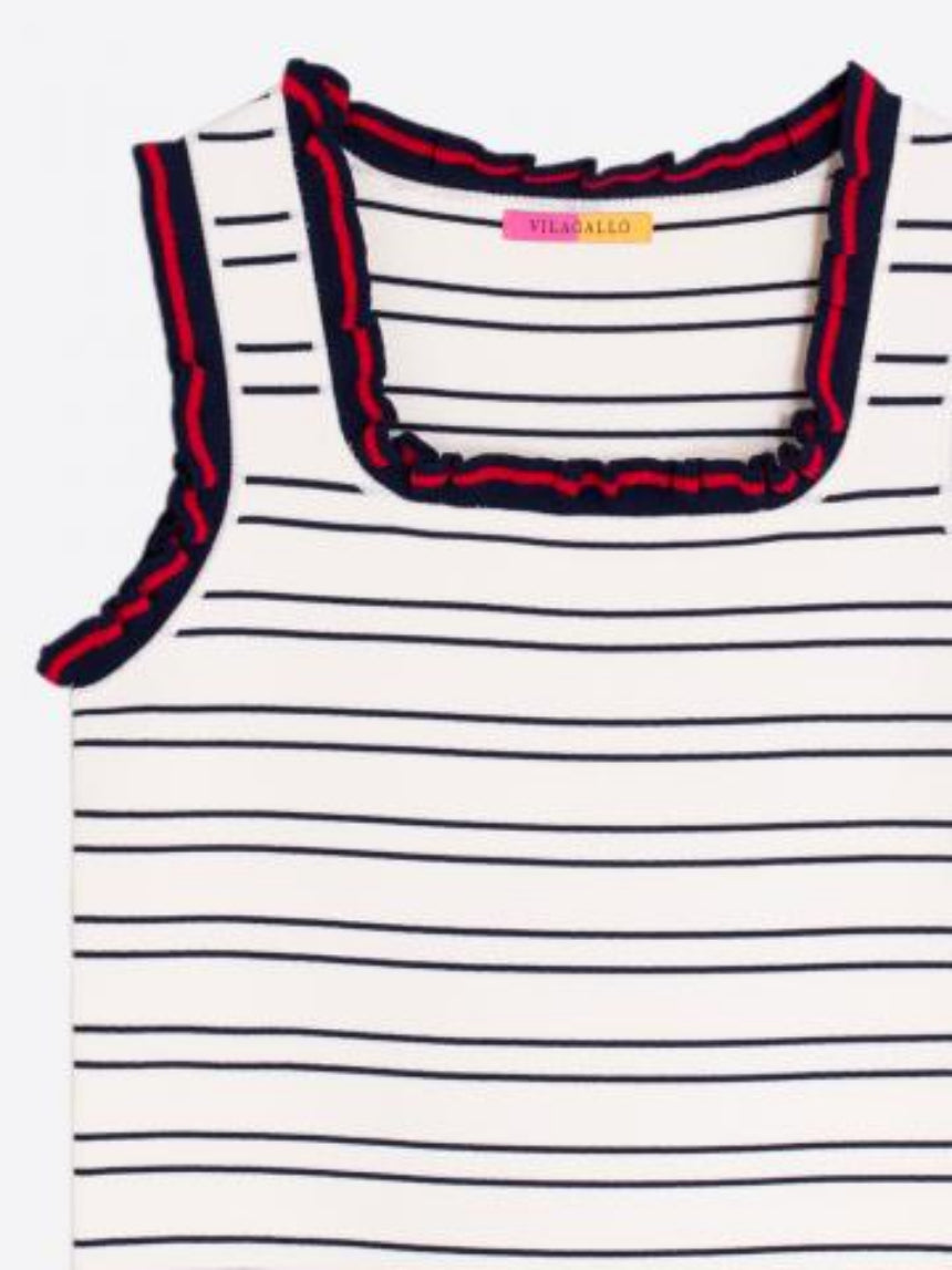 TOP VILAGALLO DE MALHA APLICAÇÃO EM FOLHO MARINHO E VERMELHO - Carla Valente