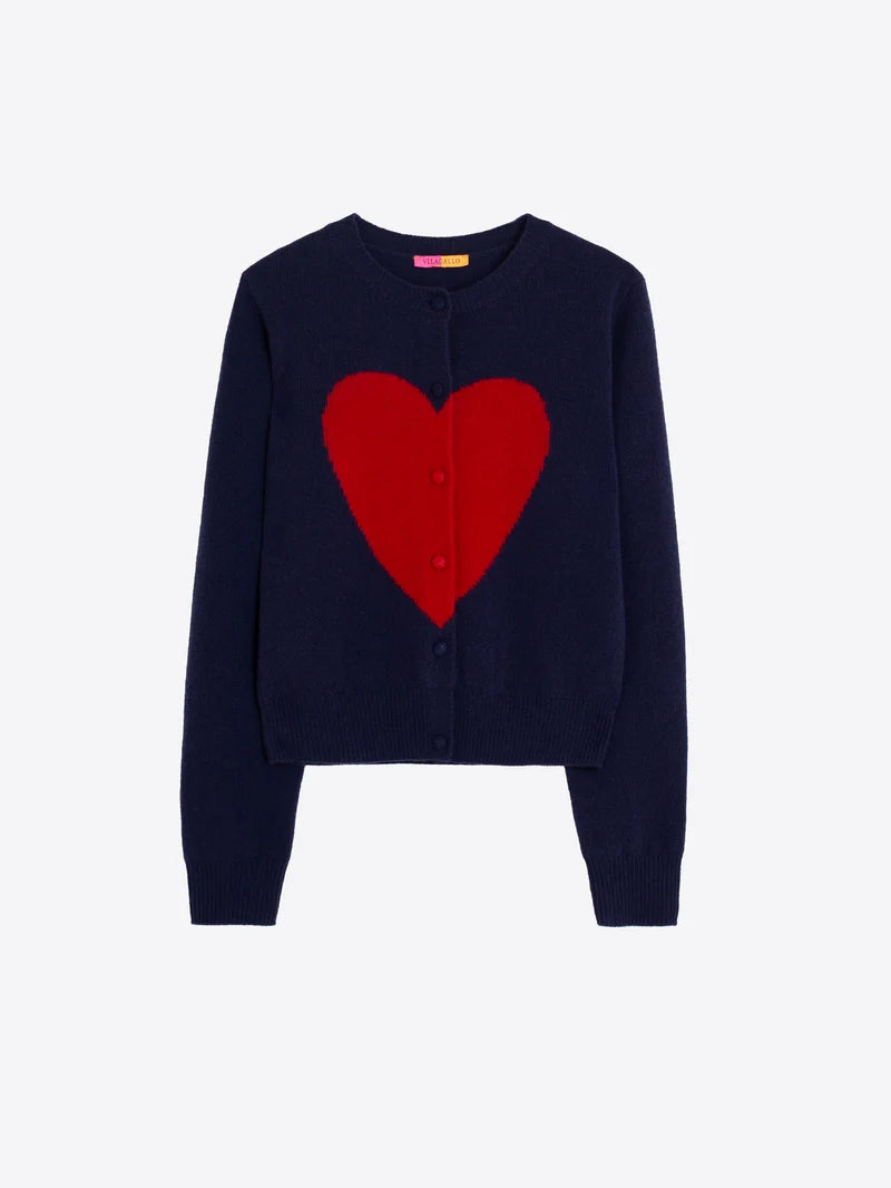 CARDIGAN VILAGALLO COM INTÁRSIA DE CORAÇÃO VERMELHO - Carla Valente