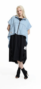 CAMISA VDR ASSIMÉTRICA JEANS COM ZIPER - Carla Valente