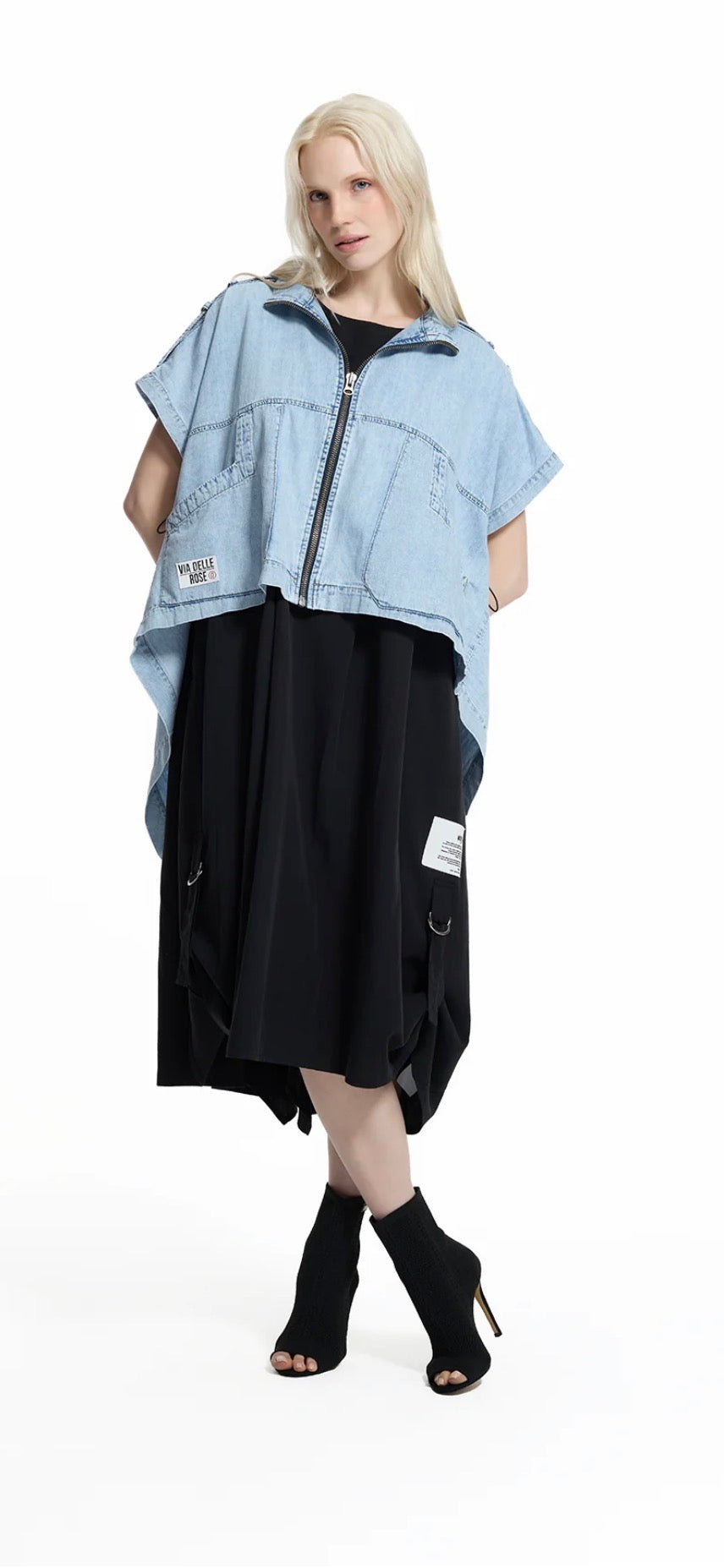 CAMISA VDR ASSIMÉTRICA JEANS COM ZIPER - Carla Valente