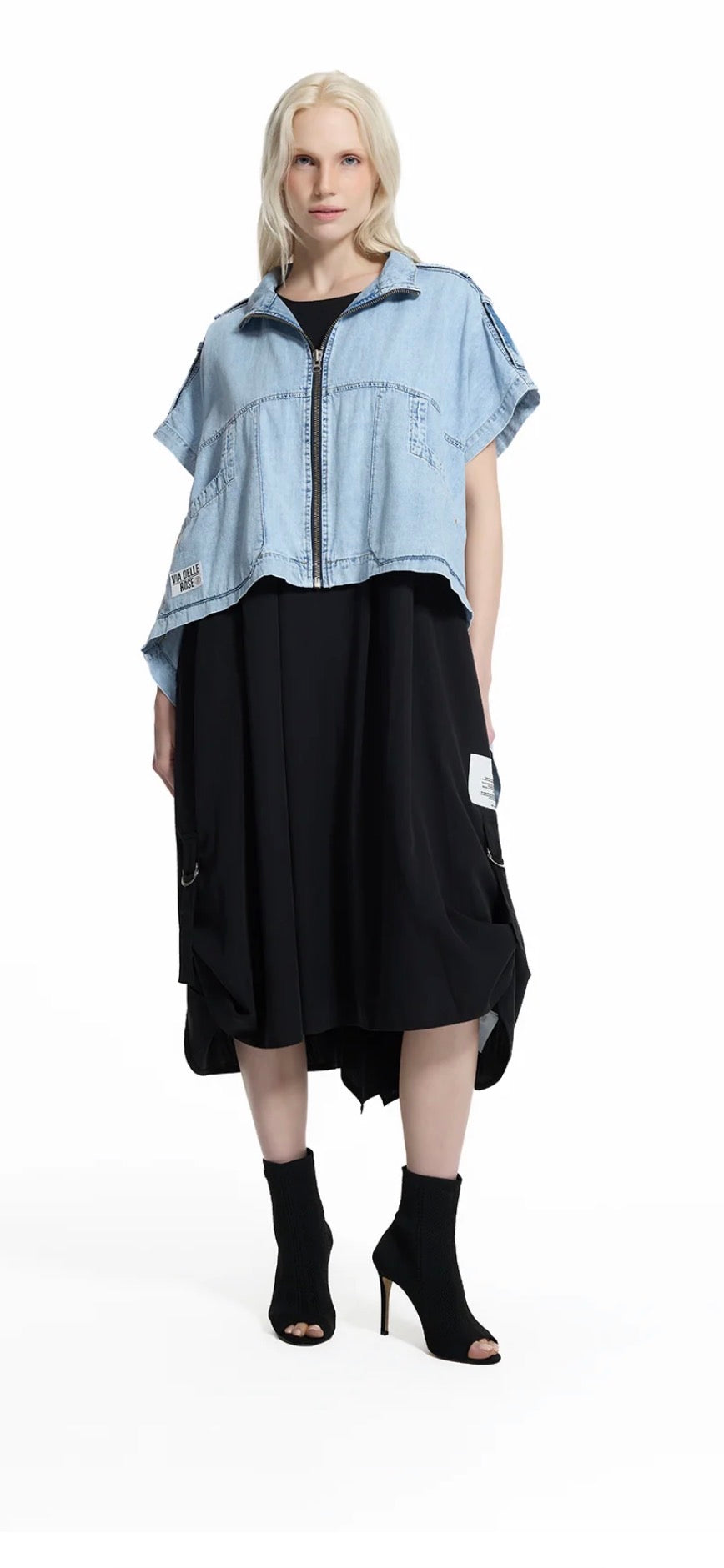 CAMISA VDR ASSIMÉTRICA JEANS COM ZIPER - Carla Valente