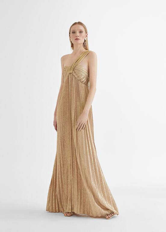 VESTIDO MAITE LONGO C/ALÇA PLISSADA - Carla Valente