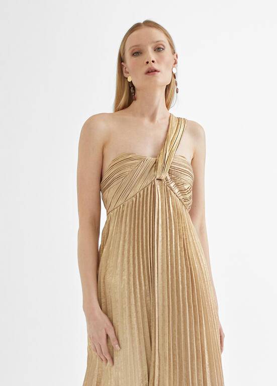 VESTIDO MAITE LONGO C/ALÇA PLISSADA - Carla Valente