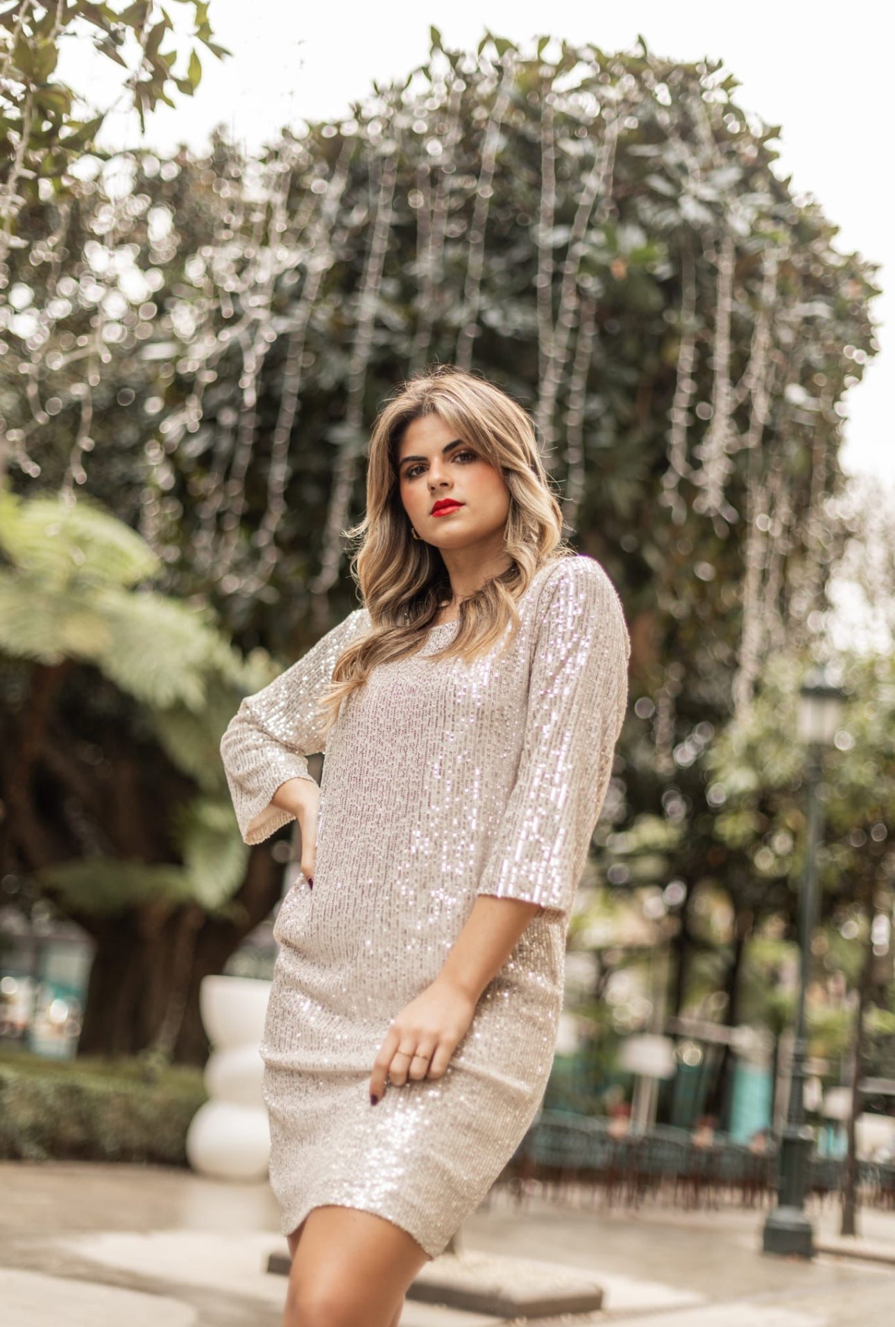 VESTIDO LANTEJOULAS DECOTE REDONDO - Carla Valente