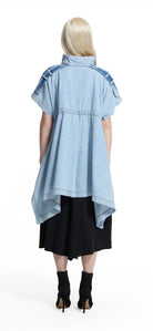 CAMISA VDR ASSIMÉTRICA JEANS COM ZIPER - Carla Valente