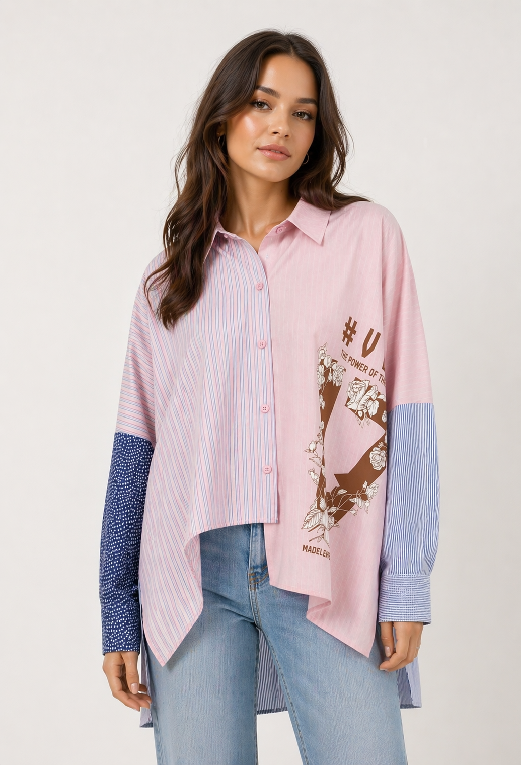 CAMISA VDR ESTAMPA 17 ESTRUTURADA RISCAS E PINTAS - Carla Valente