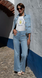 PANTALONA LIBERJEANS WIDE LEG COM APLICAÇÃO METÁLICA - Carla Valente