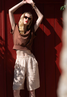 BERMUDA LIBERJEANS ZITA EM LINHO COM RISCAS - Carla Valente