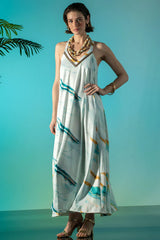 VESTIDO FOURSOUL TECIDO COMPRIDO DEC V COM APLICAÇÃO - Carla Valente