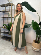 VESTIDO ALBNS ASSIMÉTRICO DE DOIS TONS - Carla Valente
