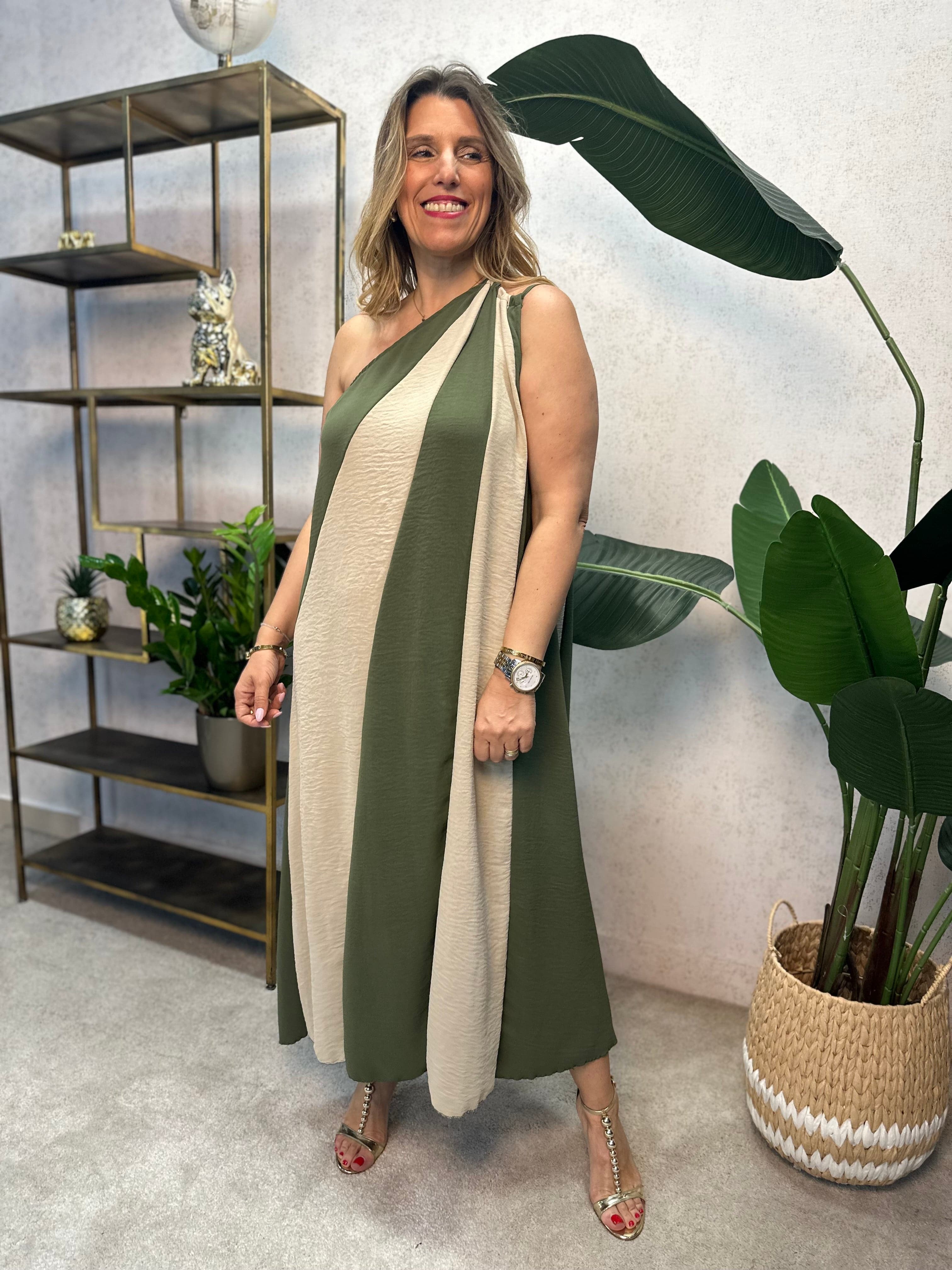VESTIDO ALBNS ASSIMÉTRICO DE DOIS TONS - Carla Valente