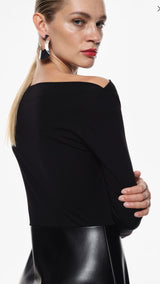 VESTIDO IMPERIAL COM CONTRASTE ECOPELE - Carla Valente