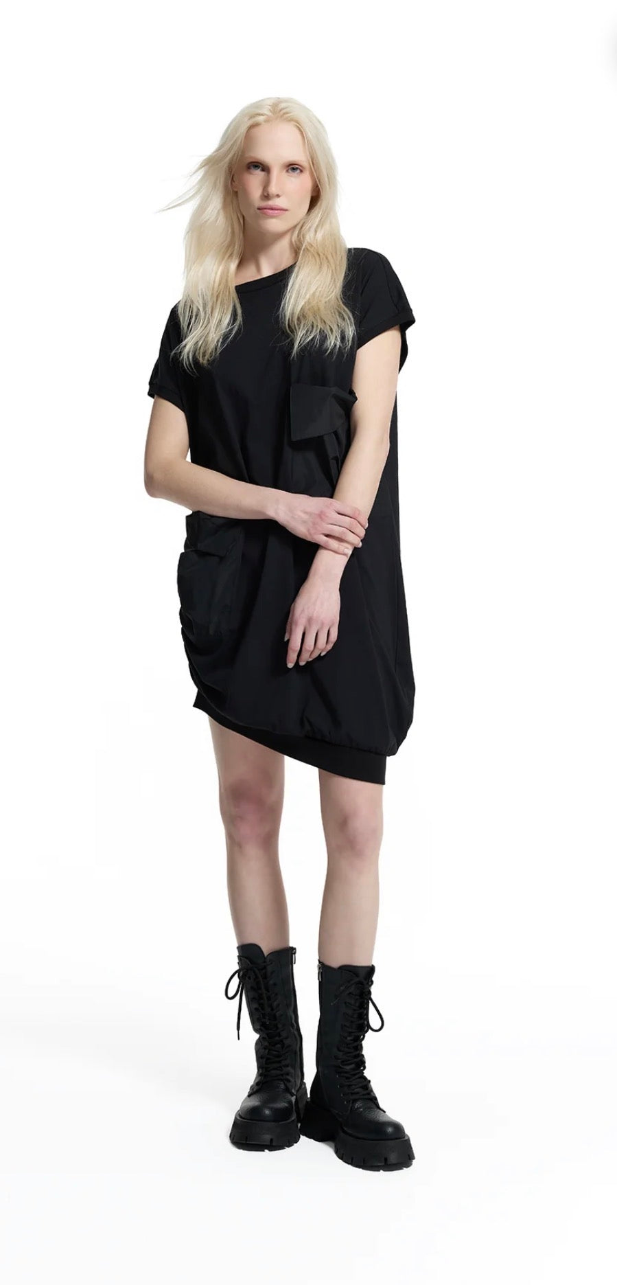VESTIDO VDR ASSIMÉTRICO COM BOLSOS LATERAIS EM TECIDO - Carla Valente