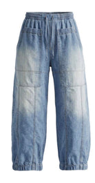 CALÇA VDR BALLOON JEANS BOLSO FRONTAL ELÁSTICO NA CINTA - Carla Valente