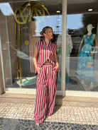 CALÇA DIXIE LISTRADA PALAZZO - Carla Valente