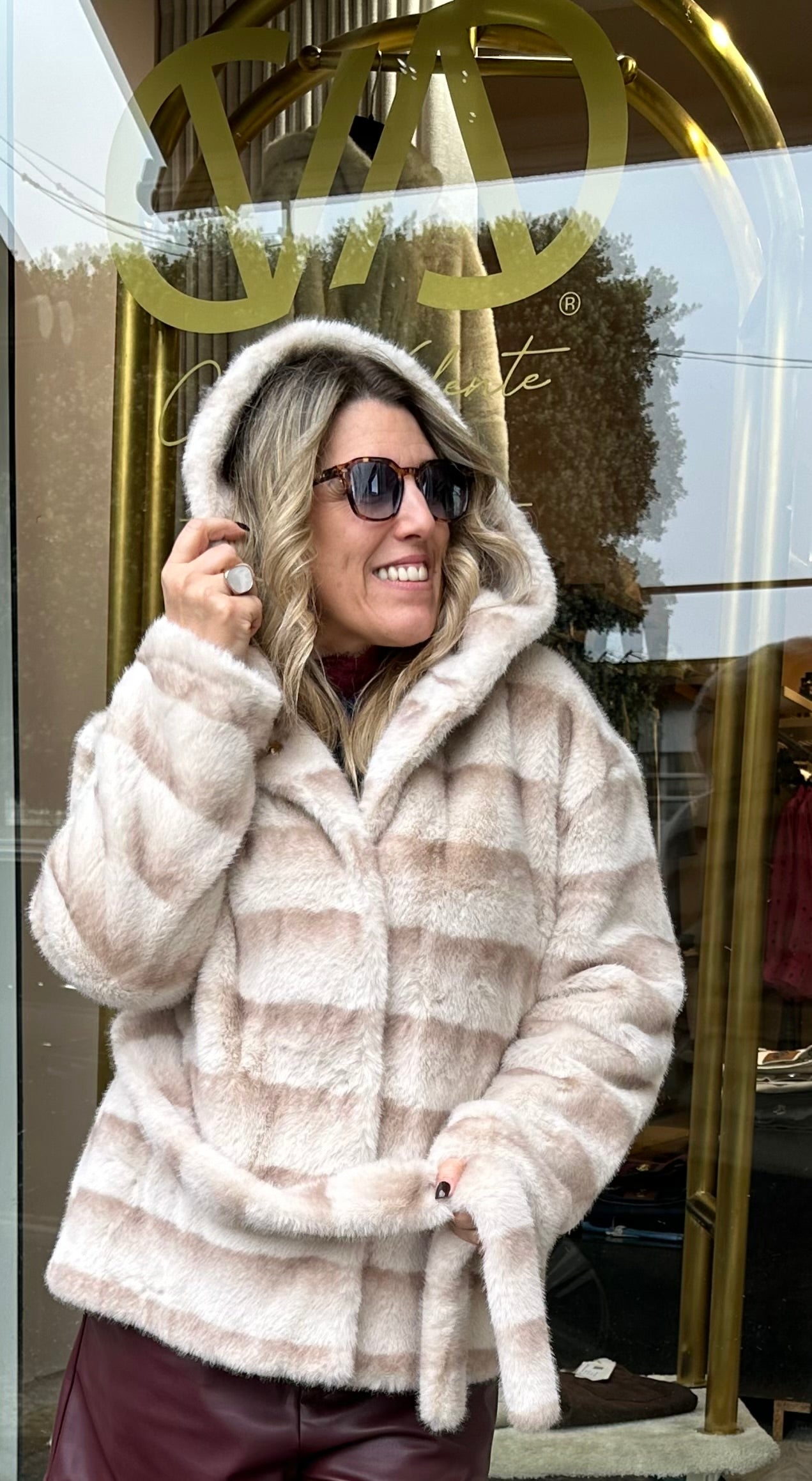 CASACO GOLDESILVER FAKE FUR C/CINTO BONBON - Carla Valente