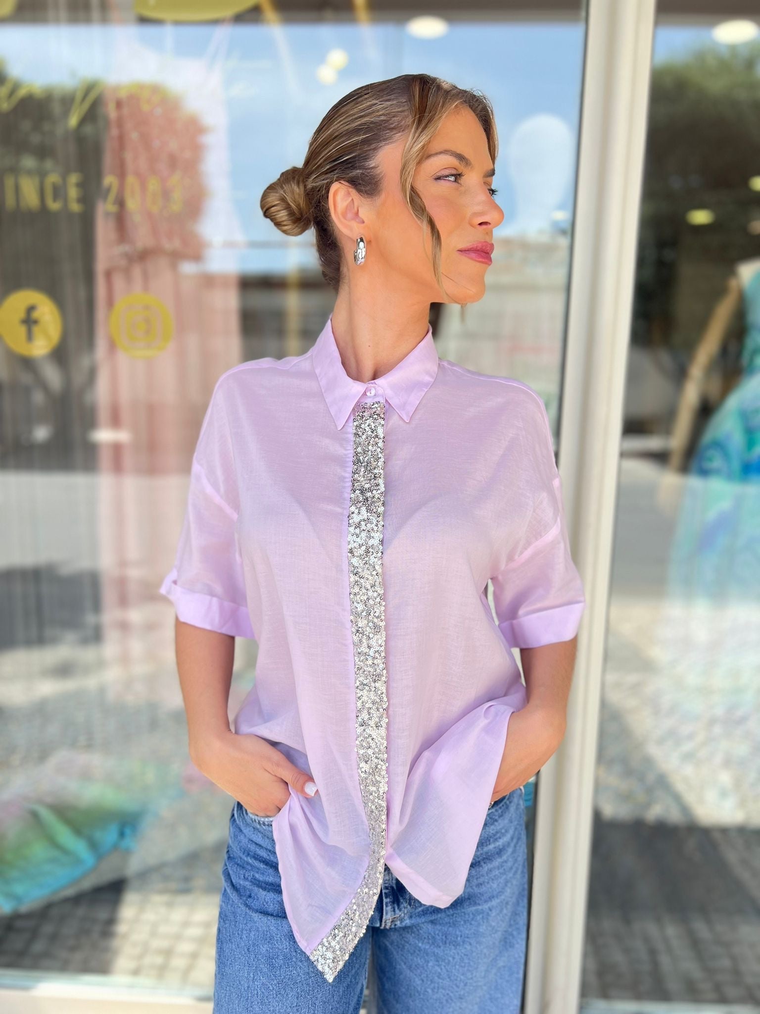 CAMISA DIXIE FECHO LANTEJOULAS - Carla Valente