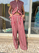 CALÇA DIXIE LISTRADA PALAZZO - Carla Valente