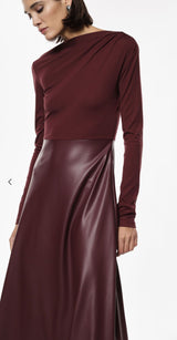 VESTIDO IMPERIAL COM CONTRASTE ECOPELE - Carla Valente