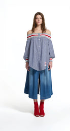 BLUSA VDR DECOTE CANOA CANELADO AS RISCAS - Carla Valente