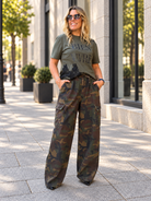 CALÇA PLEASE WIDE LEG CARGO CAMUFLADO - Carla Valente